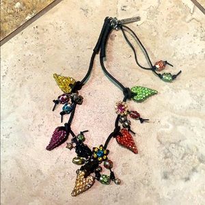 Otazu Swarovski crystal necklace on leather
